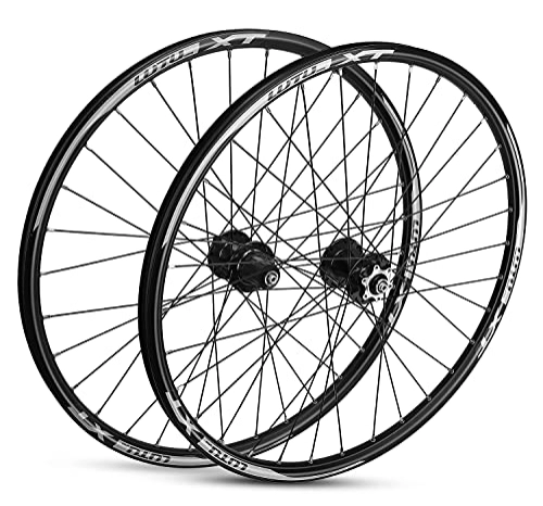 Mountain Bike Wheel : Mountain Bike Wheelset 26 / 29'' MTB Disc Brake Wheels Rims QR Sealed Bearing Hub 7 8 9 10 11 Cassette Bicycle Wheel (Color : 26inch Black)