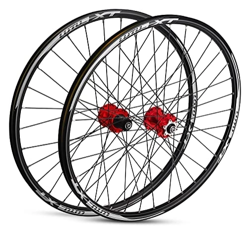 Mountain Bike Wheel : Mountain Bike Wheelset 26 / 29'' MTB Disc Brake Wheels Rims QR Sealed Bearing Hub 7 8 9 10 11 Cassette Bicycle Wheel (Color : 29inch Red)