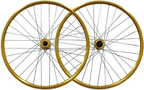 Mountain Bike Wheel : Mountain Bike Wheelset 26" Disc Brake Rims Bicycle Wheel Pair Road Bike Wheels Mountain Bike Quick Release Wheelset Wheelsets (Color : Gold, Size : 26'')