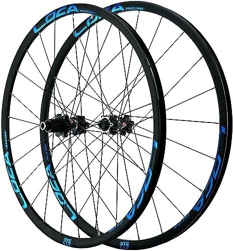 Mountain Bike Wheel : Mountain Bike Wheelset 26 Inch / 27.5 Inch / 700c / 29 Inch Full Axle Bicycle Wheels 24 Hole Wheels For 7 8 9 10 11 12 Speed (Color : Blue, Size : 26'')