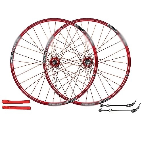 Mountain Bike Wheel : Mountain Bike Wheelset 26 Inch, Aluminum Alloy Rim 32H Disc Brake MTB Wheelset, Quick Release Front Rear Wheels Bike Wheels, Cassette Bicycle Wheelset, Red, 26 in