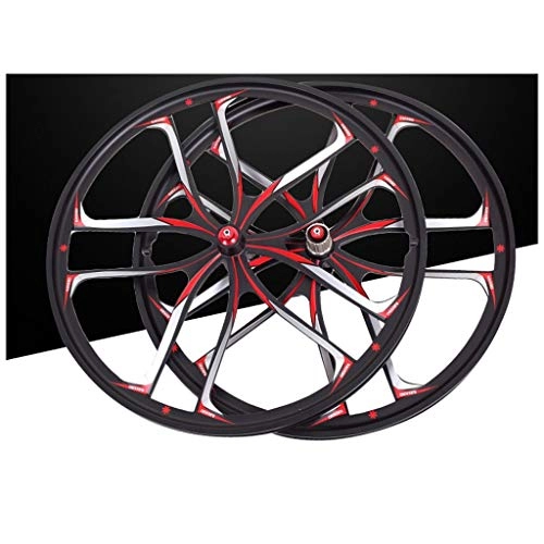Mountain Bike Wheel : Mountain Bike Wheelset 26 Inch, Magnesium Alloy Double Wall MTB Rim Disc Brake Screw Hub Black Disc 10 Hole 8 9 10 Speed (Color : B)