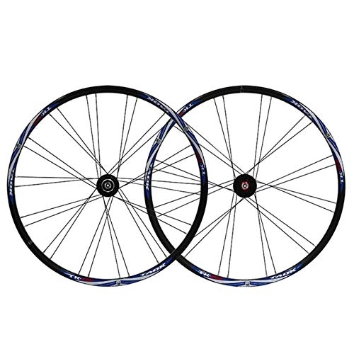 Mountain Bike Wheel : Mountain Bike Wheelset 26 Inch MTB Double Wall Aluminum Alloy Disc Brake Cycling Bicycle Wheels 7 8 9 Speed Quick Release 24 / 28H (Color : A)