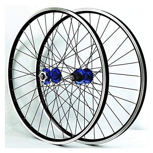 Mountain Bike Wheel : Mountain Bike Wheelset 26 Quick Release Front&Rear Bicycle Wheel Set Double Wall Aluminum Alloy Disc / V-Brake Cycling 32 Hole 7-11 Speed (Color : D)