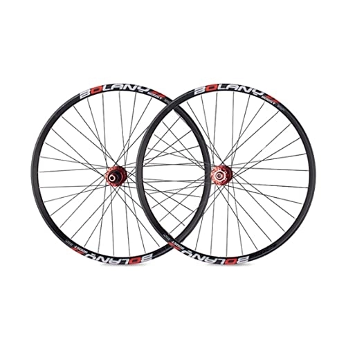 Mountain Bike Wheel : Mountain Bike Wheelset 27.5 / 29" Aluminum Alloy Double Wall Rims, Disc Brake MTB Wheel Set Bicycle Wheelse, Through Axle 32H Hub Fit 8 9 10 11 Speed Cassette (Color : Red, Size : 27.5 inch)