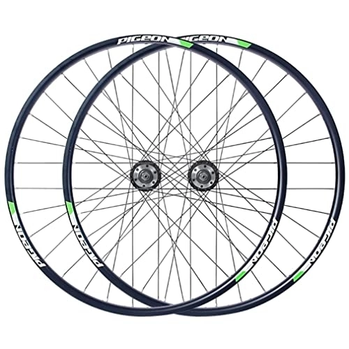 Mountain Bike Wheel : Mountain Bike Wheelset 27.5'' Disc Brake MTB Wheelset Bicycle Rim Quick Release Front Rear Wheels 32H Hub for 7 / 8 / 9 / 10 Speed Cassette 2800g (Color : Green, Size : 27.5'')