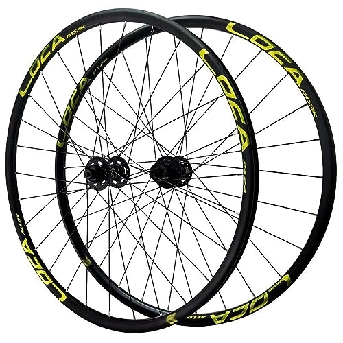 Mountain Bike Wheel : Mountain Bike Wheelset 27.5 Inch Center-locking Disc Brakes Rims Sealed Bearing Hubs Support 8-12 Speed Cassette QR Front 9 * 100mm Rear 10 * 135mm (Color : Gold)