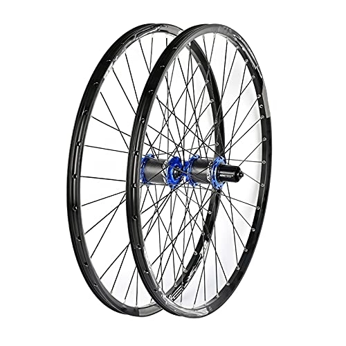 Mountain Bike Wheel : Mountain Bike Wheelset, 29 / 26 / 27.5 Inch Bicycle Wheel with Ultralight Carbon, Double Walled Aluminum Alloy MTB Rim Fast Release Disc Brake 32H 8-11 Speed, Blue, 27.5in