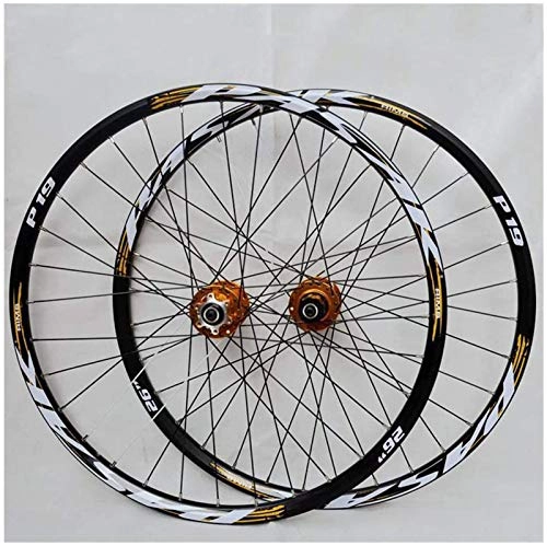 Mountain Bike Wheel : Mountain Bike Wheelset, 29 / 26 / 27.5 Inch (Front + Rear) Double Walled Aluminum Alloy MTB Rim Fast Release Disc Brake 32H 7-11 Speed Cassette, A, 27.5