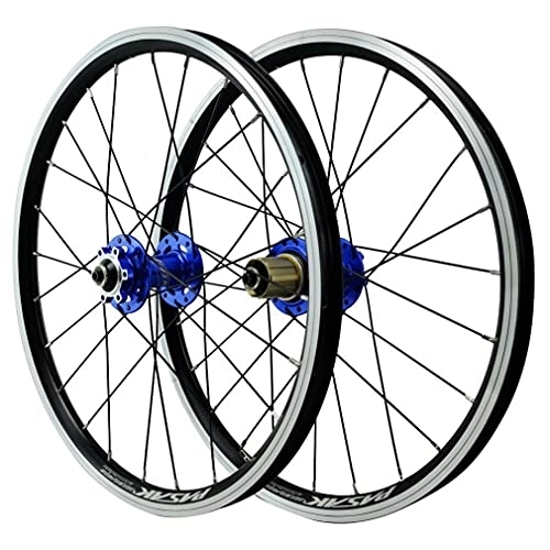 Mountain Bike Wheel : Mountain Bike Wheelset 406 Disc Brake Cycling Wheels 20" BMX Rim V Brake 24 Holes Quick Release Hub For 7 / 8 / 9 / 10 / 11 / 12 Speed Cassette MTB Bicycle Wheel 1400g (Color : Silver, Size : 20inch) (Blu