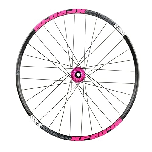 Mountain Bike Wheel : Mountain Bike Wheelset, Aluminum Alloy Rim Brake MTB Wheelset, Quick Release Front Rear Wheels Black Bike Wheels, Fit 7-11 Speed Cassette Bicycle Wheelset, Pink_26 Inch