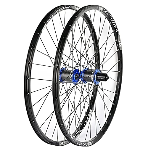 Mountain Bike Wheel : Mountain Bike Wheelset Double-Walled Alloy Wheel Rims 32H Sealed Bearing Hub Disc Brake Quick Release 7-11Speed, Black_26 Inch