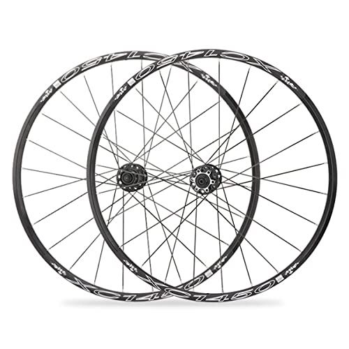 Mountain Bike Wheel : Mountain Bike Wheelset MTB Bicycle Wheel 26 27.5 Inch Disc Brake 24 Holes Aluminum Alloy Rim 120 Sounds Barrel Shaft Quick Release (Color : Black, Size : 27.5 inch)