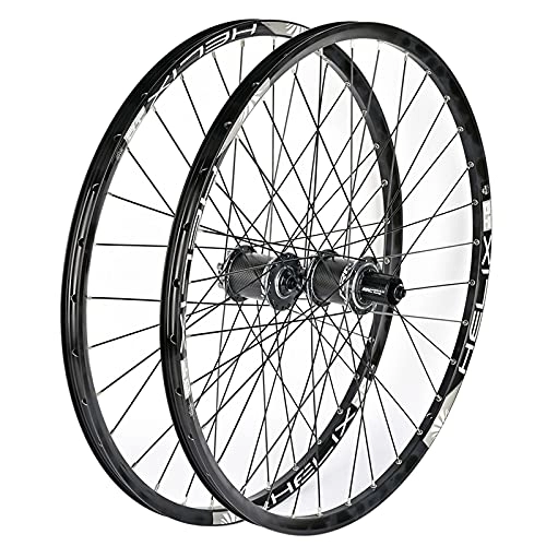 Mountain Bike Wheel : Mountain Bike Wheelset Quick Release 32 Holes Double-Walled Light-Alloy Rims Disc Brake Bicycle Wheel, Black_26 Inch