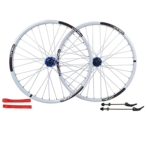 Mountain Bike Wheel : Mountain Cycling Wheels 26" Quick Release Disc Brake Bicycle Wheelse Aluminum Alloy Double Wall Rims 32H Bike Wheelset for 7 8 9 10 Speed (Color : White, Size : 26 inch)
