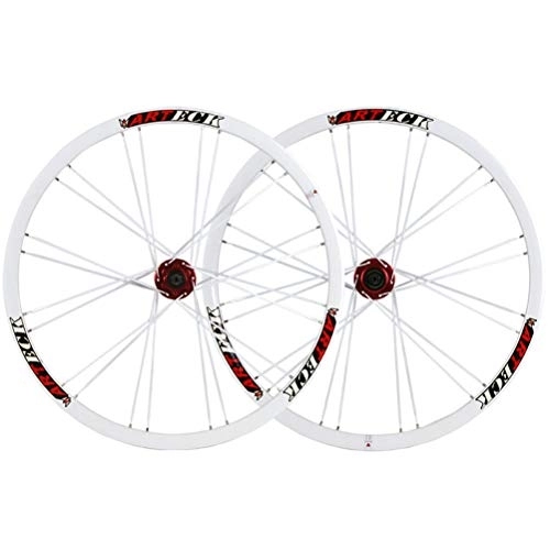 Mountain Bike Wheel : MTB 26" Bike Wheel Set Double Wall MTB Alloy Rim Quick Release Disc Brake Mountain 24 Hole Disc Brake 7 8 9 10 Speed (Color : Red)