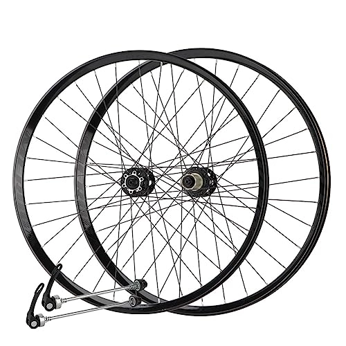 Mountain Bike Wheel : MTB / AM / XC / DJ Wheelset 26 / 27.5 Aluminum Alloy Double Wall Mountain Bike Wheels Wheels Disc Brake For 7 / 8 / 9 / 10 / 11 Speed Quick Release 32 Holes (Color : Svart, Size : 26in)
