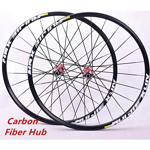 Mountain Bike Wheel : MTB Bicycle Wheel 26"27.5" 29In Disc Brake Carbon Fiber Hubs Mountain Bike Rims Sealing Wheelset, Red, 26