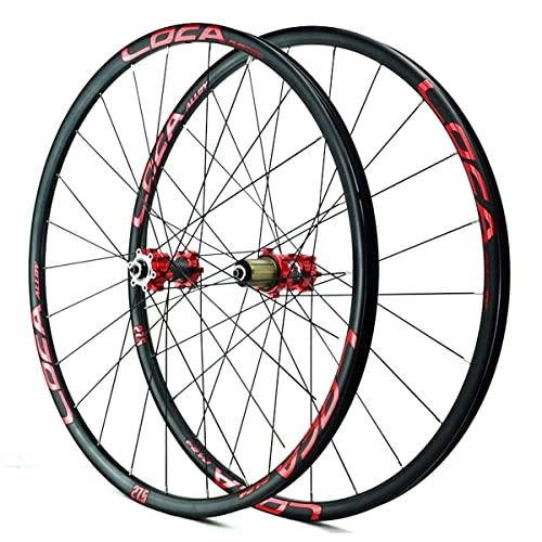 Mountain Bike Wheel : MTB Bicycle Wheelset 26 27.5 29 Inch Aluminum Alloy Disc Brake Mountain Bike Wheel Set Quick Release 24 Holes For 12 Speed (Color : Red, Size : 29.5INCH)