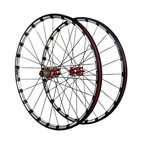 Mountain Bike Wheel : MTB Bicycle Wheelset 26 / 27.5 Inch Mountain Bike Wheel CNC Double Wall Alloy Rims Card Hub Sealed Bearing Disc Brake 11 Speed 24H (Color : A, Size : 27.5")