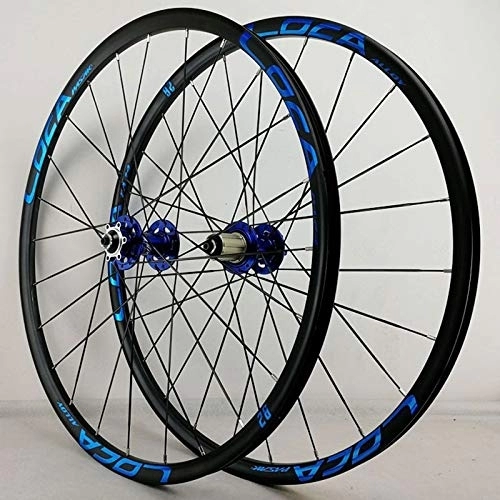 Mountain Bike Wheel : MTB Bicycle Wheelset 26 27.5 Inch Mountain Bike Wheel Quick Release Front Rear Ultralight Alloy Rim Cassette Hub Disc Brake 8-12 Speed (Color : Blue Hub blue label, Size : 27.5inch)