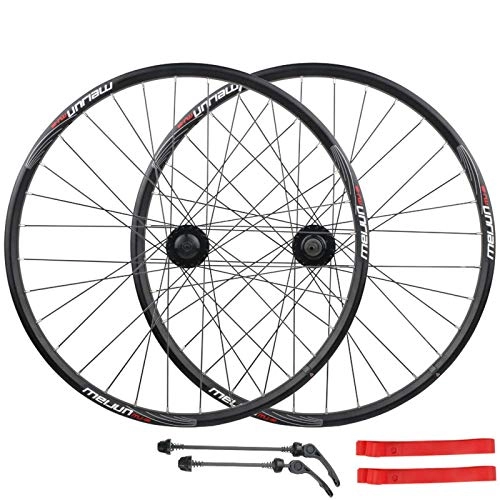 Mountain Bike Wheel : MTB Bicycle Wheelset 26 Inch Mountain Bike Wheel Double Layer Alloy Rim Sealed Bearing 7-11 Speed Cassette Hub QR Discbrake (Black)