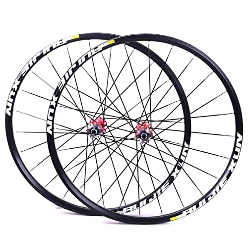 Mountain Bike Wheel : MTB Bicycle Wheelset, Mountain Bike Front Rear Wheels Set 26" 27.5" 29"Double Layer Alloy Rim Sealed Bearing, QR 8-11 Speed Cassette Carbon Hub Disc Brake 6 Bolts (Color : Red hud, Size : 26")