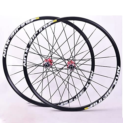Mountain Bike Wheel : MTB Bicycle Wheelset, Mountain Bike Front Rear Wheels Set 26" 27.5" 29"Double Layer Alloy Rim Sealed Bearing, QR 8-11 Speed Cassette Carbon Hub Disc Brake 6 Bolts ( Color : Red , Size : 27.5 in )