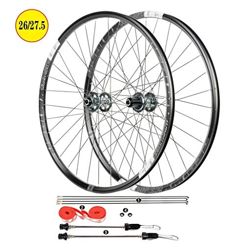 Mountain Bike Wheel : MTB Bike Bicycle Wheels, 26 Inch Double Wall Aluminum Alloy Quick Release Hybrid / Mountain Disc Rim Brake 11 Speed Sealed Bearings Hub Wheels (Color : Gray, Size : 26 inch)