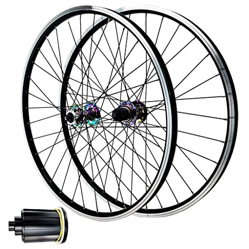 Mountain Bike Wheel : MTB Bike Wheels V Brake 26 Inch 27.5 ”29 Er, Double Wall Aluminum Alloy Hybrid / Mountain Bike Hub 32 Hole for 7 / 8 / 9 / 10 / 11 Speed (Color : Silver, Size : 26 inch)