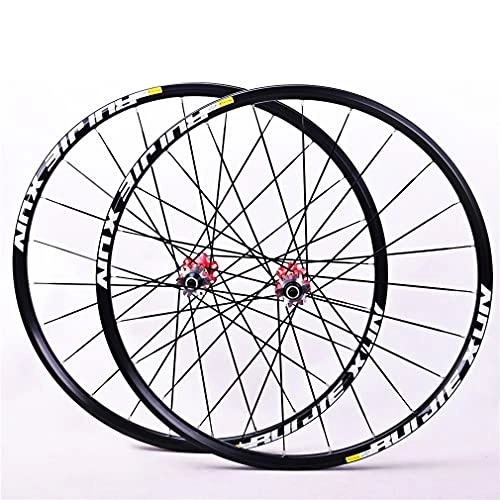 Mountain Bike Wheel : MTB Bike Wheelset, 26 / 27.5 / 29 Inch Mountain Cycling Wheels, Carbon Hub 24H Straight Pull Flat Spokes Disc Brake Fit For 7-11 Speed Cassette Quick Release Axles Bicycle Accessory (Red 29 in)