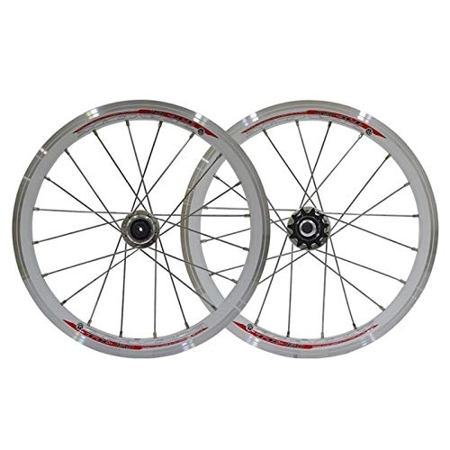 Mountain Bike Wheel : MTB Mountain Bike Wheel 16in Aluminum Alloy Bicycle Wheel Set Folding Bike Wheel Quick Release Alloy Rim 20H 11 Speed (Color : C)