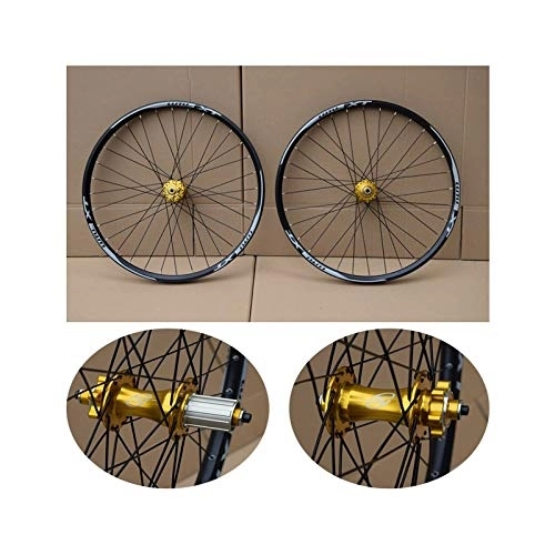 Mountain Bike Wheel : MTB Mountain Bike wheelset 26 27.5 29er 7-11 Speed No carbon bicycle wheels Double Layer Alloy Mountain BikeWheel 32H for Disc brake (Color : A, Size : 26inch)