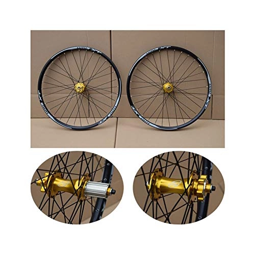 Mountain Bike Wheel : MTB Mountain Bike wheelset 26 27.5 29er 7-11 Speed No carbon bicycle wheels Double Layer Alloy Mountain BikeWheel 32H for Disc brake (Color : A, Size : 27.5inch)