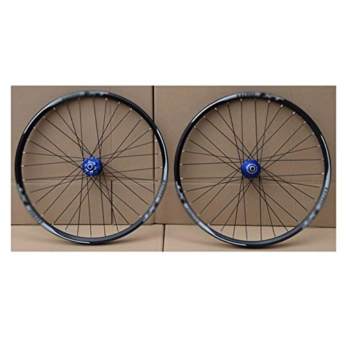 Mountain Bike Wheel : MTB Mountain Bike wheelset 26 27.5 29er 7-11 Speed No carbon bicycle wheels Double Layer Alloy Mountain BikeWheel 32H for Disc brake (Color : Blue, Size : 29inch)