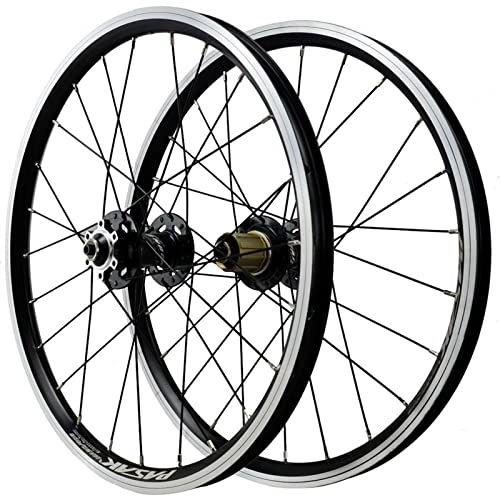 Mountain Bike Wheel : MTB Wheelset 20 Inch Disc / V Brake Quick Release BMX Mountain Bike Wheels High Strength Alloy 24H Bicycle Rim 7 8 9 10 11 12 Speed Cassette 1400g Sealed Bearings (Color : Black hub, Size : 20inch)