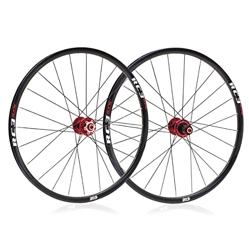 Mountain Bike Wheel : MTB Wheelset 26 / 27.5 / 29'' 24H Mountain Bike Wheel Sealed Bearing Disc Brake Quick Release Carbon Fiber Hub Alloy Rim For 8-12 Speed (Color : Red, Size : 27.5in)