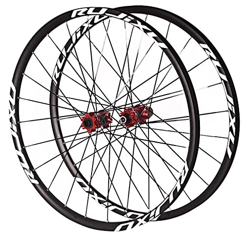 Mountain Bike Wheel : MTB Wheelset 26" 27.5" 29" Bolt On Disc Brake Mountain Bike Wheels Carbon Hub 24H Straight Pull Flat Spokes Bike Wheel, Suitable 7-11 Speed Cassette Mountain Bike Wheelset (Red 27.5 in)