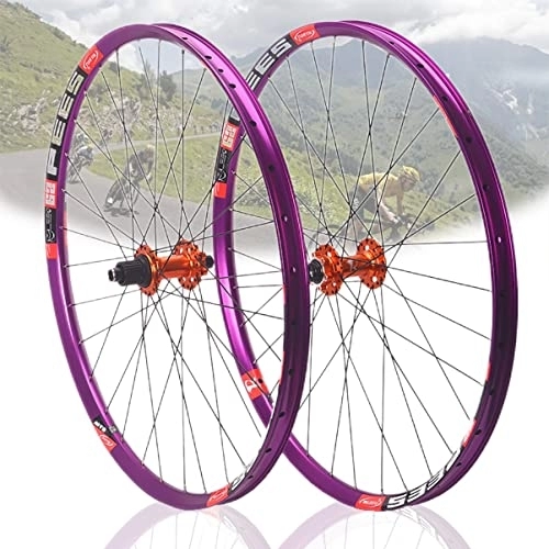 Mountain Bike Wheel : MTB Wheelset 26 / 27.5 / 29 Inch Disc Brake Bicycle Front Rear Wheel 32 Spokes Mountain Bike Rims 8 9 10 11 12 Speed Cassette Thru Axle Sealed Bearing Hubs (Color : Orange, Size : 29'')