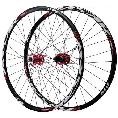 Mountain Bike Wheel : MTB Wheelset 26 / 27.5 / 29 Inch Disc Brake Quick Release Mountain Bike Wheel Aluminum Alloy Rim 7 / 8 / 9 / 10 / 11 / 12 Speed Cassette 32 Holes Front Rear Wheels (Color : Red, Size : 26'')