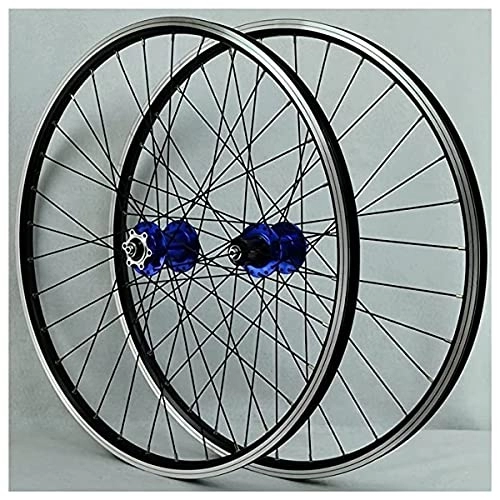 Mountain Bike Wheel : MTB Wheelset 26 / 27.5 / 29 Inch Disc / Rim Brake Bicycle Front Rear Wheel 32 Spoke Mountain Bike Rims 7 8 9 10 Speed Cassette QR Hub (Color : Blue, Size : 27.5")