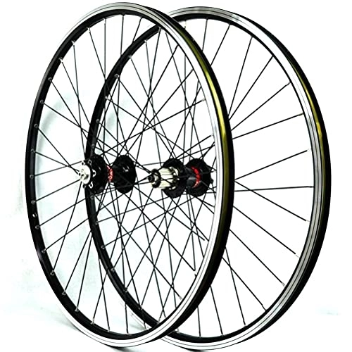 Mountain Bike Wheel : Mtb Wheelset 26" 27.5" 29" Quick Release Disc / v Brake High Strength Aluminum Alloy 32h Mountain Bike Wheels Suitable 7 / 8 / 9 / 10 / 11 / 12 Speed Cassette (Color : Black, Size : 26inch)