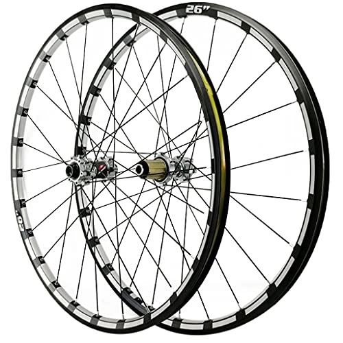 Mountain Bike Wheel : MTB Wheelset 26" 27.5" 29" Thru Axle Disc Brake Mountain Bike Wheels Aluminum Alloy Rim 7 8 9 10 11 12 Speed Cassette Freewheel 24 Holes 1750g (Color : Silver Hub, Size : 27.5in)