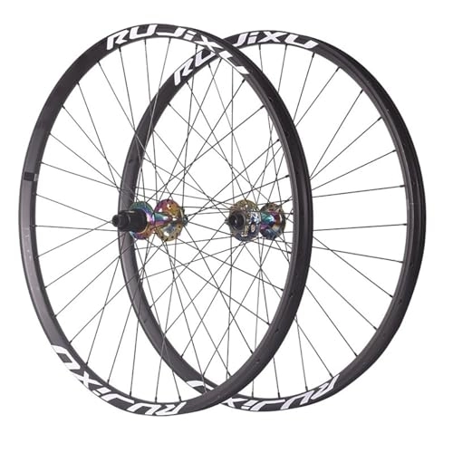Mountain Bike Wheel : MTB Wheelset 26 / 27.5 / 29inch Disc Brake BOOST Thru Axle Mountain Bike Wheels Aluminum Alloy Double Wall Rim MS 12 Speed 24holes (Color : Colorful B, Size : 29'')