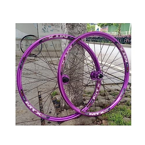 Mountain Bike Wheel : MTB Wheelset 26 / 27.5 Inch Bicycle Rim 32 Spoke Mountain Bike Front & Rear Wheel Disc Brake QR Sealed Bearing Hubs For 8-12 Speed Cassette (Color : Purple, Size : 26in)