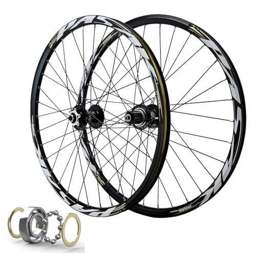 Mountain Bike Wheel : MTB Wheelset 26 Inch Disc Brake Bicycle Rim 32 Spoke 27.5 29 Inch Mountain Bike Front & Rear Wheel QR Sealed Bearing Hubs for 7-11 Speed Cassette (Color : Black, Size : 26 inch)