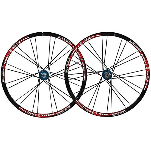 Mountain Bike Wheel : MTB Wheelset 26 Inch Front Rear Bicycle Wheel 6 Nail Discbrake Quick Release 24 Hole Straightpull Bearing Hub For 8 9 10 Speed (Blue Hub Black rim)