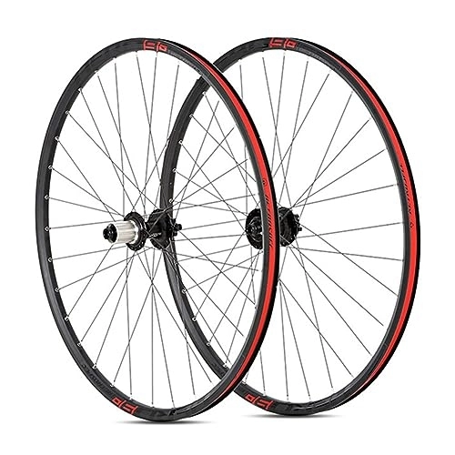 Mountain Bike Wheel : MTB Wheelset 27.5 29 Inch Thru Axle 100-142mm Disc Brake Mountain Bike Wheels Aluminum Alloy Double Wall Rim XC Wheel 8 / 9 / 10 / 11 / 12 Speed Cassette 32 Holes (Color : Svart, Size : 27.5'')