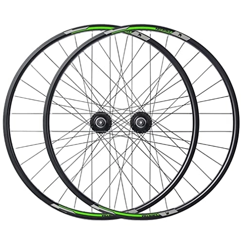 Mountain Bike Wheel : MTB Wheelset 27.5'' Disc Brake Mountain Bike Quick Release Wheels Front Rear Bicycle Rim 32H Hub For 7 / 8 Speed Rotary Flywheel (Color : Green)