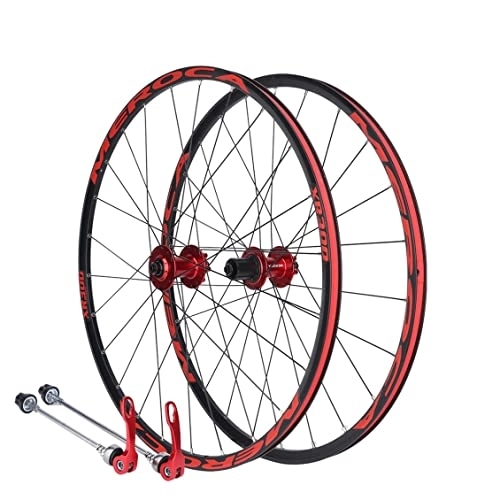 Mountain Bike Wheel : MTB Wheelset Bicycle Wheelse 26 / 27.5" Quick Release Disc Brake Mountain Cycling Wheels 5 Palin 120 Ring Aluminum Alloy Rim Straight Pull Hub Fit 8 9 10 11 Speed (Color : Red, Size : 26 inch)